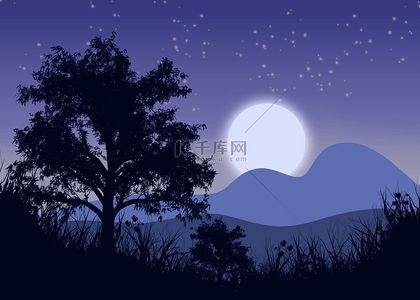 午夜背景,午夜星辰下的神秘世界